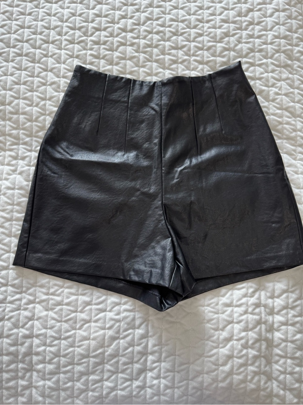 Express High-Waist Black Faux Leather Shorts